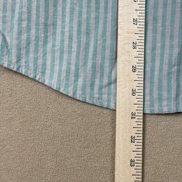 Cucamonga Shirt Adult Large Gray Green Striped Short‎ Sleeve Casual Beach Mens - Picture 5 of 9